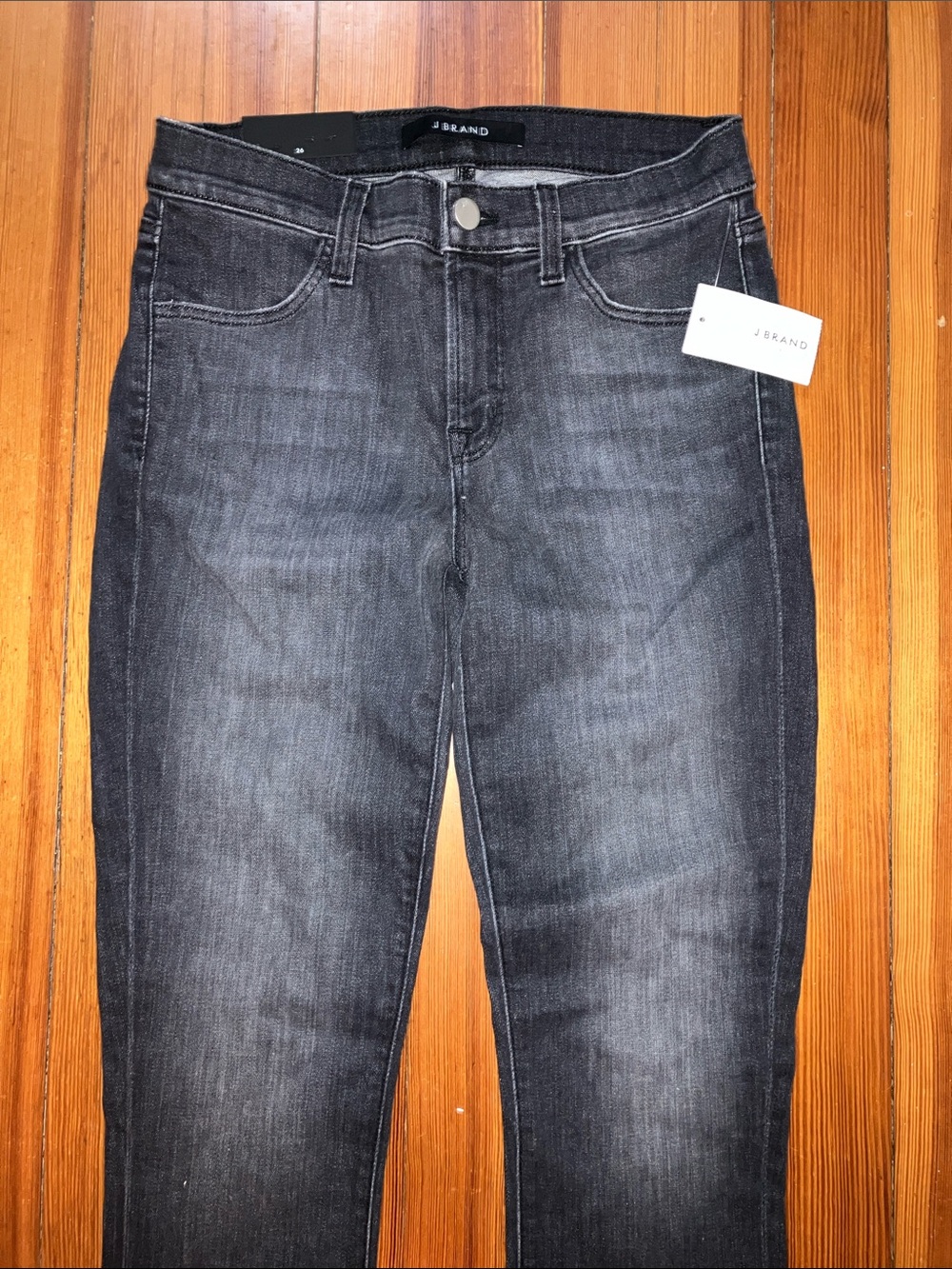 J Brand Women's Charcoal Black Heather Super Skinny Jeans with Zippers on Legs